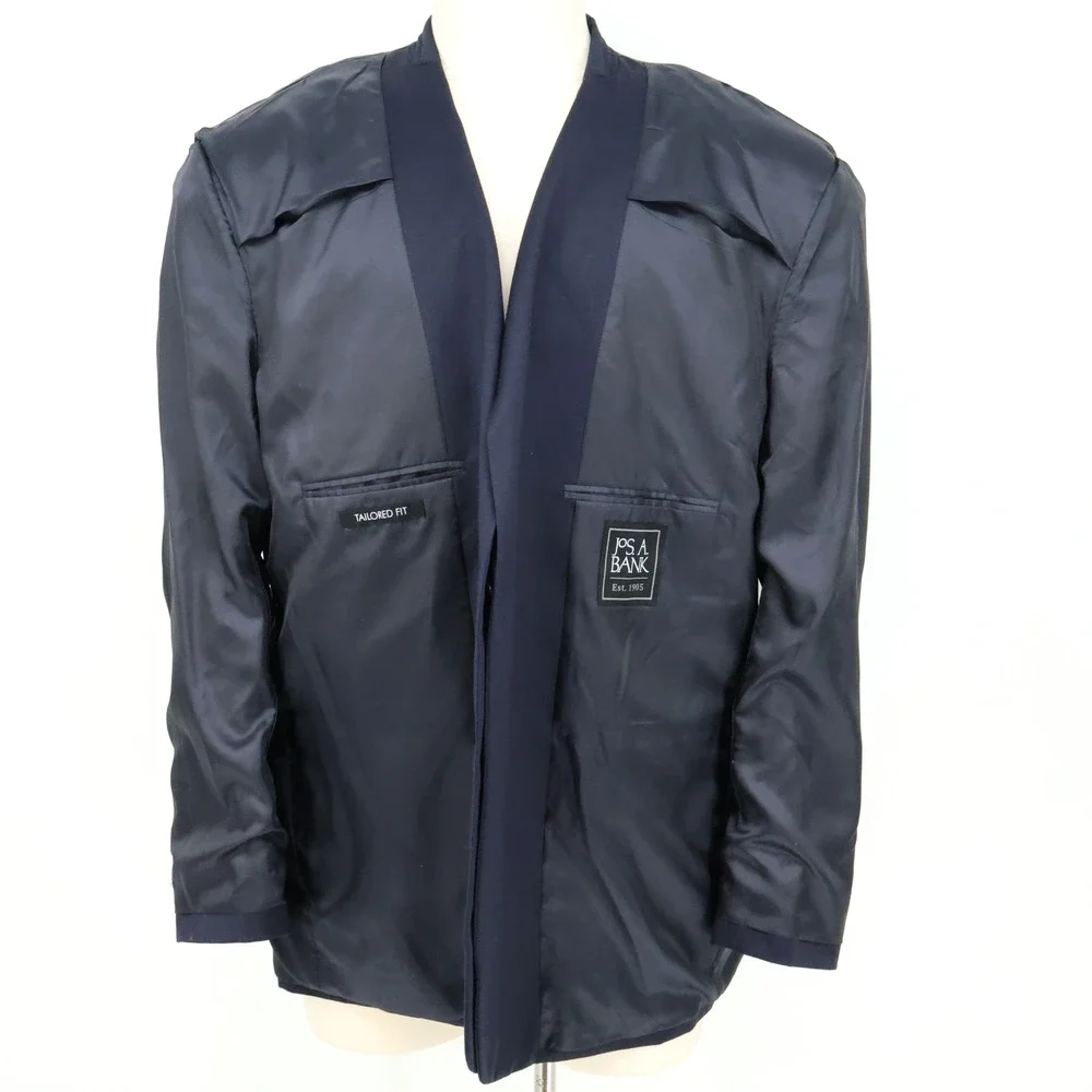 Jos A Bank Sport Coat Mens 52R Navy Blue Wool Jacket Lined Blazer Preppy Career